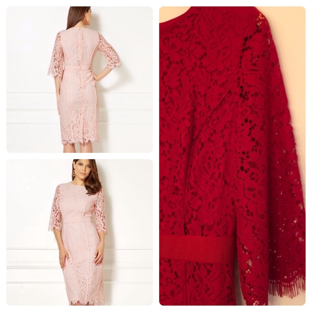 Eva Mendes Lace Red Midi Dress 💃🏻
